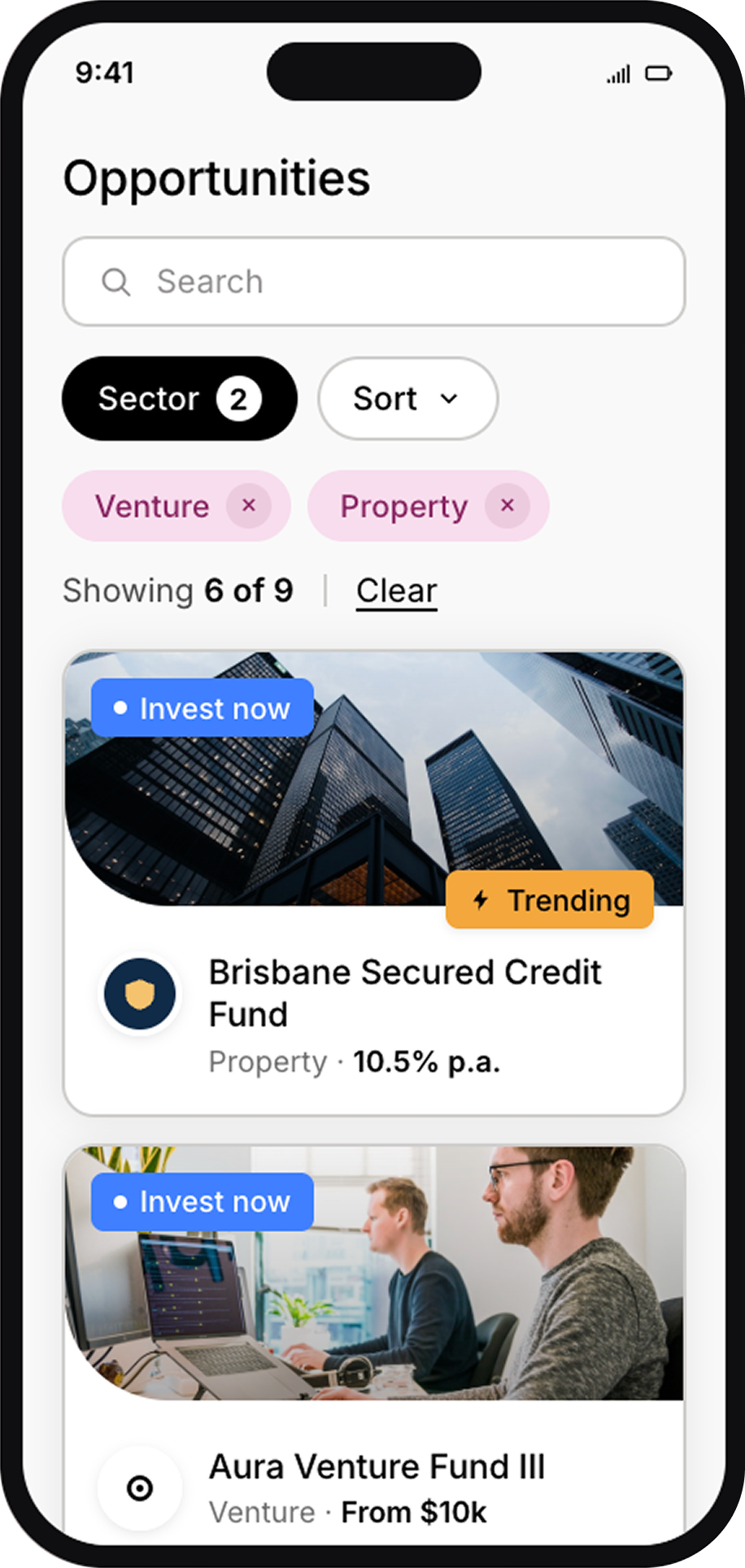Deal filtering mobile — filter state