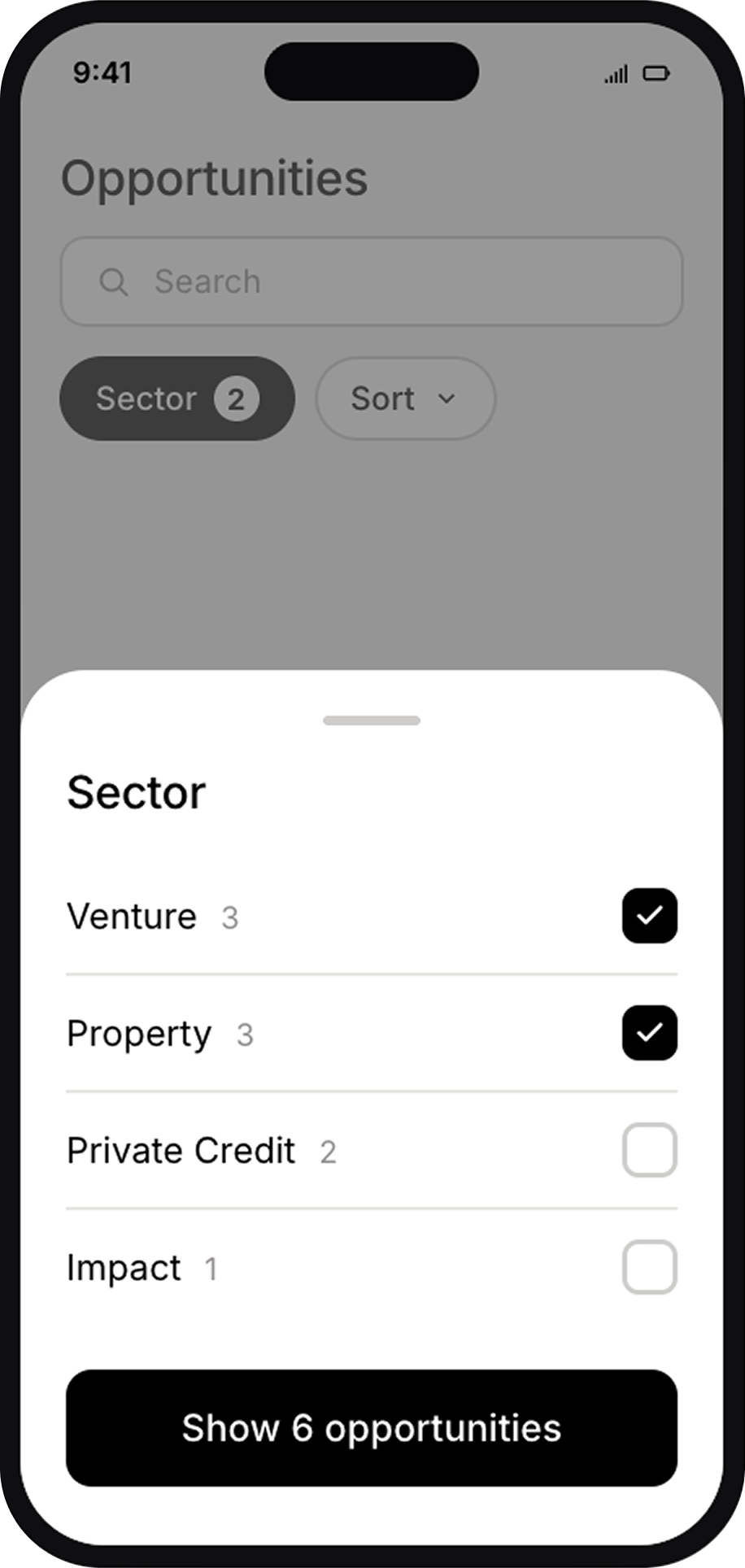 Deal filtering mobile — results